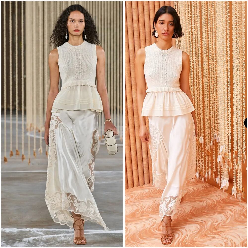 Ulla Johnson Edda Ivory Knit Peplum Sleeveless Top P/XS $420